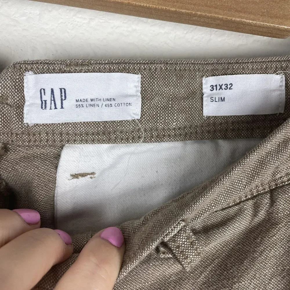 Woman’s GAP Linen Blend Brown Slim Pants Size‎ 31x32​​​​